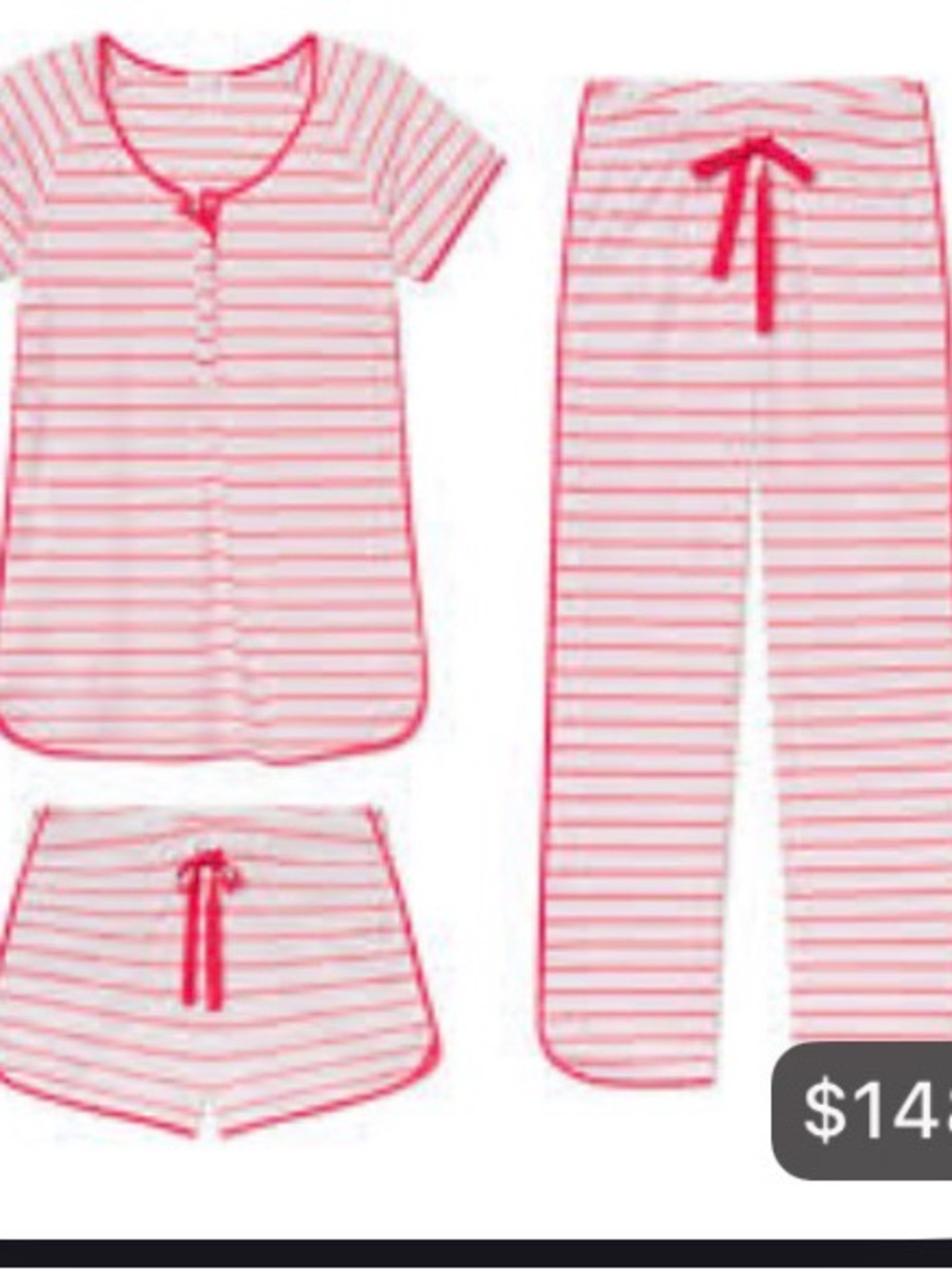 Lake Pajamas Nursing/Maternity Pink Stripe 3-Piece Pajama Set